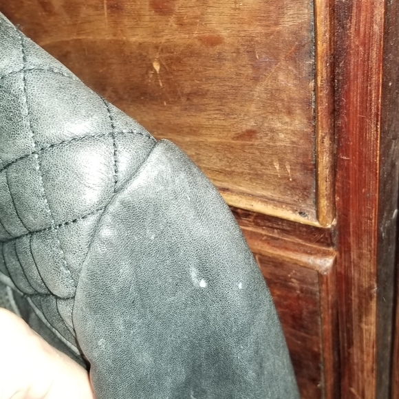 All saints Cargo Distressed Leather Jacket, Black/Grey, Size 8 - Picture 5 of 8